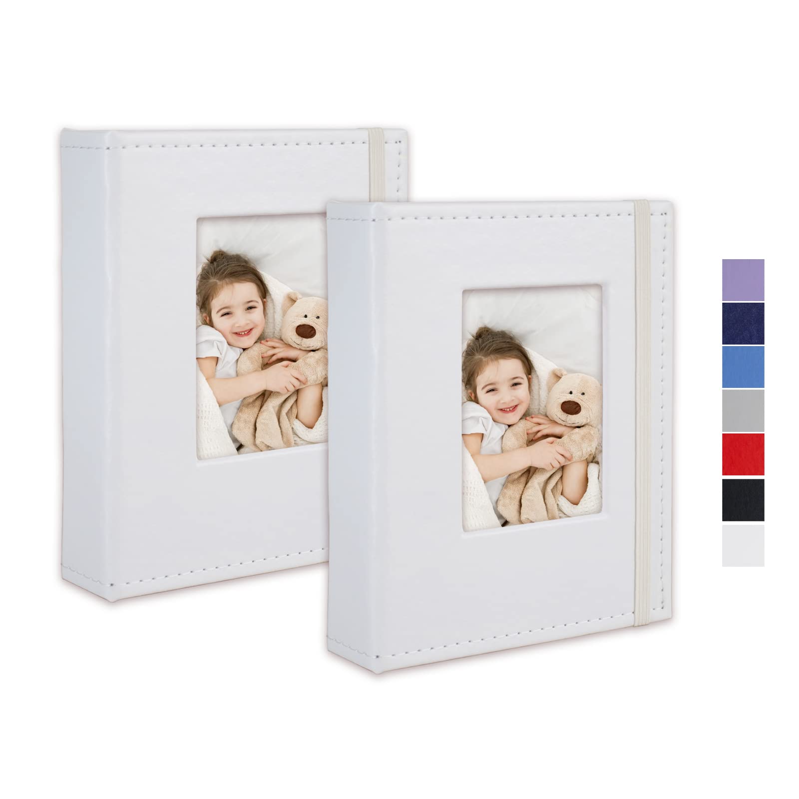 Cherrich Small Photo Album 4x6, Pack of 2 Leather Photo Book, Each Mini 26-Page Album Holds 52 Photos, Art Presentation Folder for Postcards & Picture
