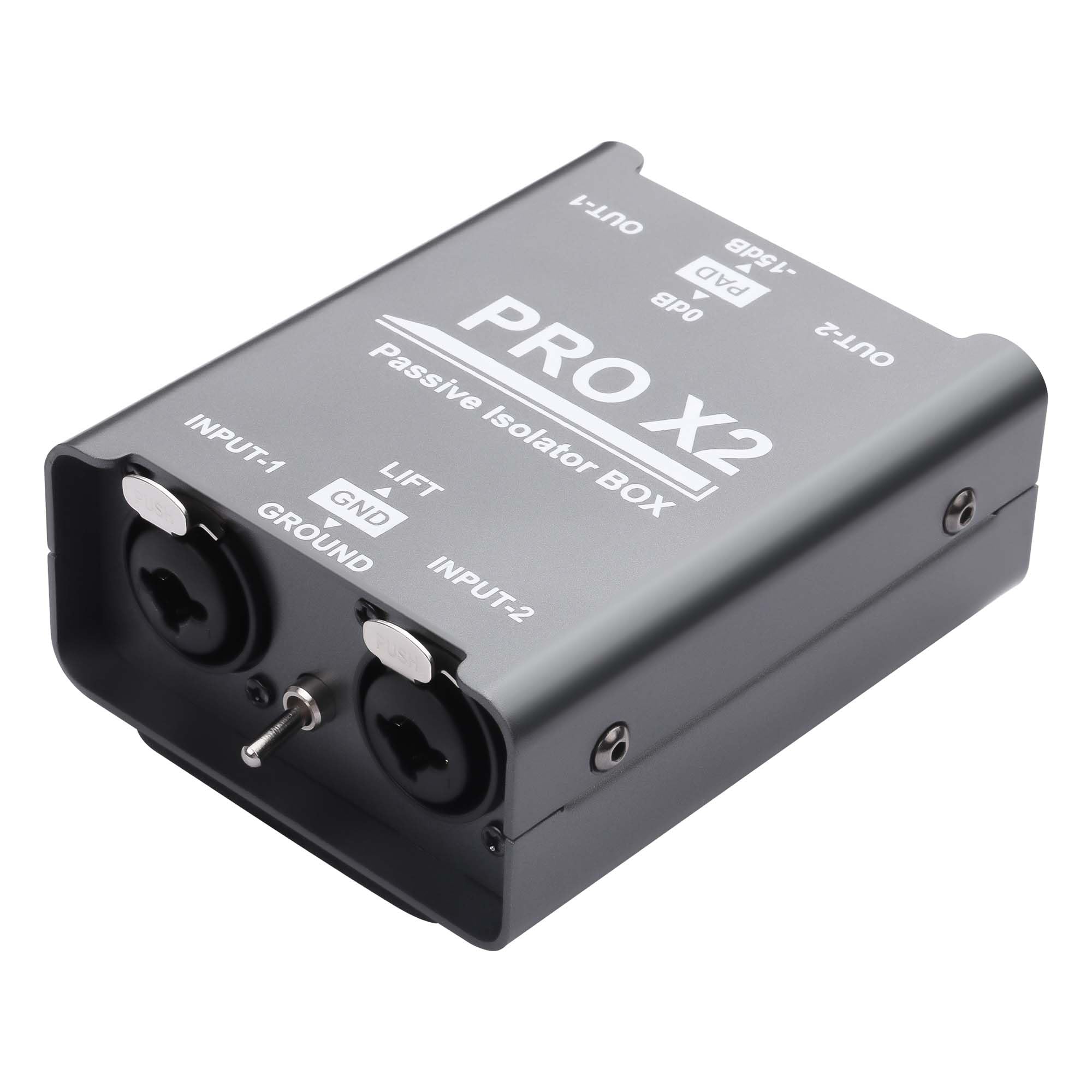 GINTOOYUN Pro Boîte de connexion directe stéréo passive isolateur audio 2 canaux, éliminateur de son de courant audio, isolateur en alliage Canon 6.5 Permo, console de mélange, diffusion en direct
