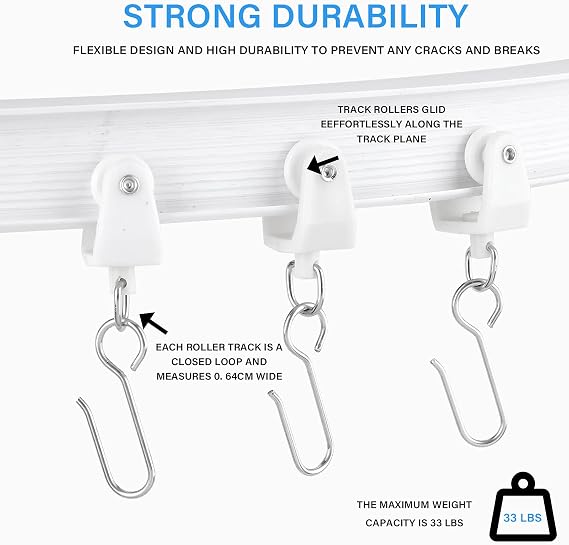 Flexible Bendable Ceiling Curtain Track, Curved Ceiling Track for Curtains, Room Divider Ceiling Track Rail System (5 Meters /16.4 FT)