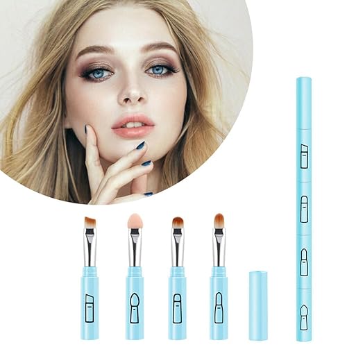 Miniatura 2 de Juego de brochas de maquillaje, 4 en 1, desmontable, portátil, juego de viaje con cepillo para sombra de ojos, cepillo de cejas, cepillo delineador