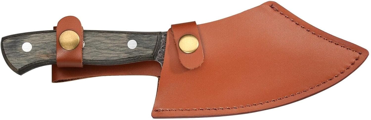 Zassenhaus Farmer Chef's Knife 9.8inch Handmade Blade Steel with Hole Pakka Wood Handle with Leather Sheath for The Kitchen or as Outdoor Chef's, Boning, Chopping Knife