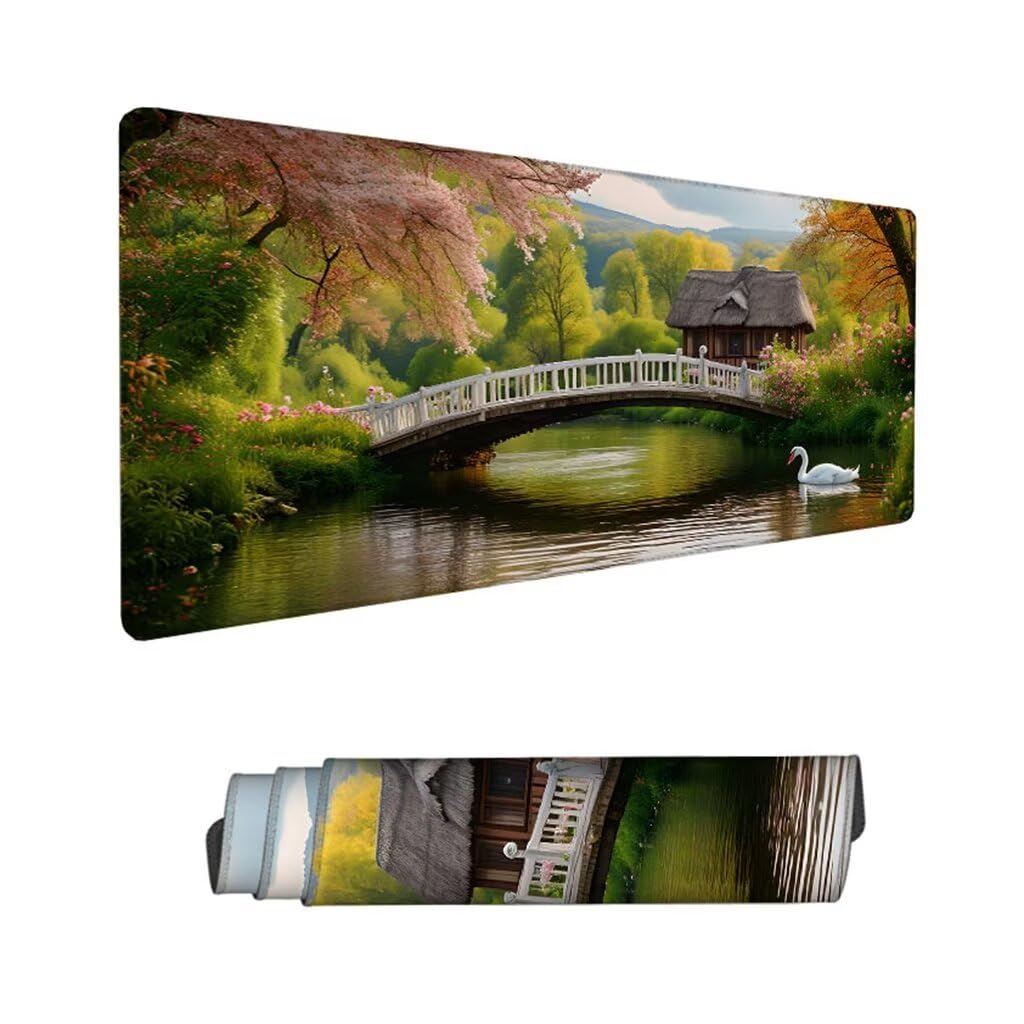 Podkładka pod mysz pod mysz łabędź na biurko, podkładka pod mysz XXL 1200 x 600 x 3 mm, biała podkładka pod mysz antypoślizgowa wodoodporna podkładka pod mysz dla graczy, podkładka pod mysz z