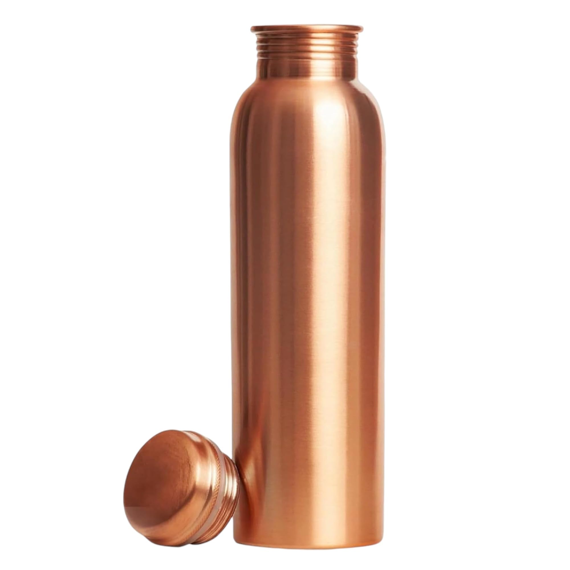 Botella de agua de cobre puro, recipiente de cobre ayurvédico de 34 onzas para agua potable, diseño a prueba de fugas y ecológico, ideal para yoga, gimnasio y bienestar (acabado mate)