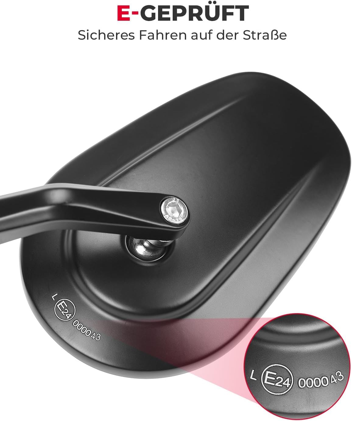 KEMIMOTO Lenkerendenspiegel Motorrad E-geprüft, 2 Stücke Universal Motorradspiegel für Lenker,360°drehbarer Lenkerspiegel Motorrad, 7/8" 22mm Seitenspiegel Kompatibel mit Roller, ATV