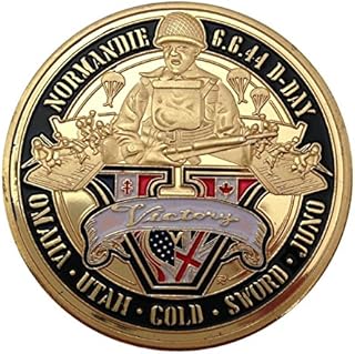 RARE 24k GOLD PLATED WW2 D DAY MEMORIAL COMMEMORATIVE COIN 1944 WORLD WAR 2 Omaha Utah Juno Normandie Normandy with DOUBLE HEART Love Token