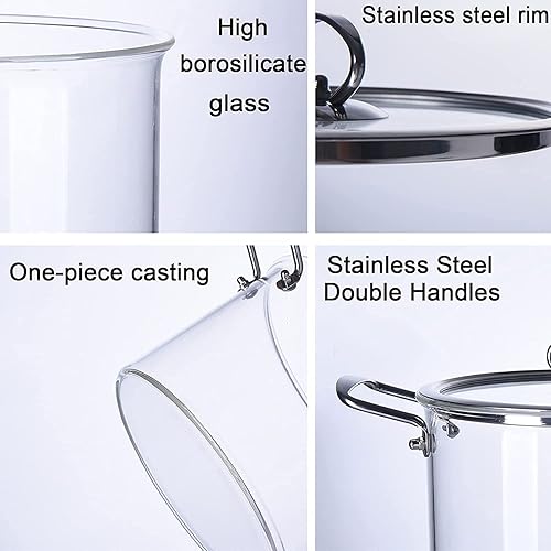Miniatura 4 de Cacerola de vidrio resistente al calor, olla de cocina de borosilicato transparente con tapa y asa, olla antiadherente para fideos y chocolate