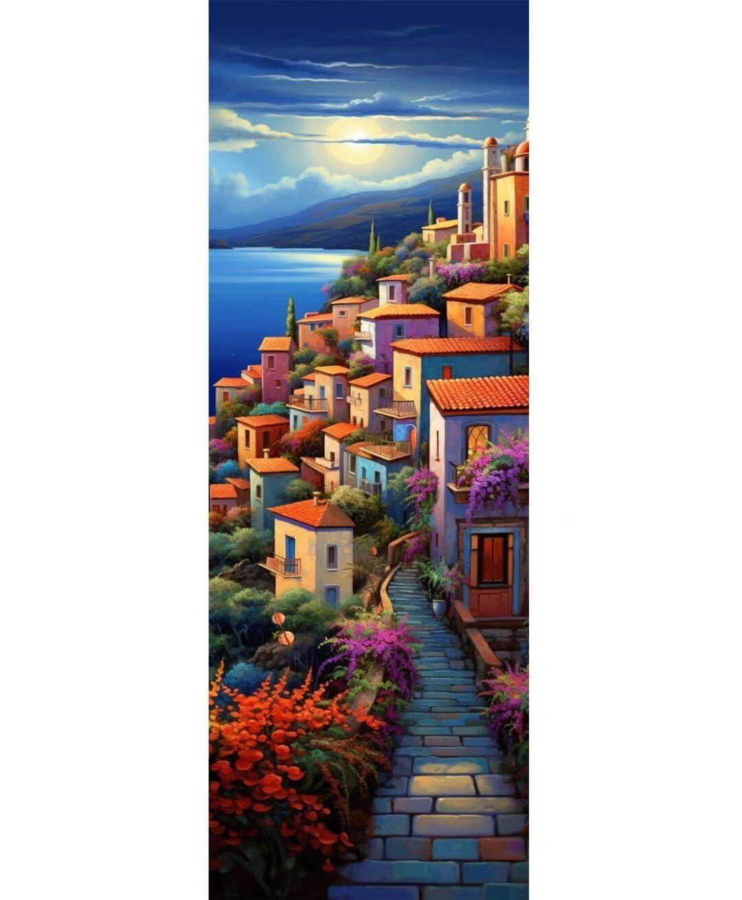 Meer Stadt Diamond Painting Erwachsene Groß xxl 195x65 cm, DIY Malen Nach Zahlen Erwachsene, 5D Diamant Painting Bilder Kinder, Diamond Painting Cross Stickerei Craft, für Wand Deko Aesthetic, 193M