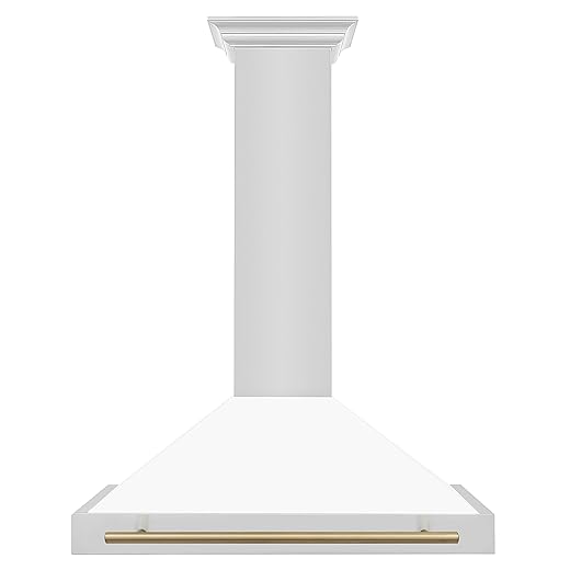 ZLINE 36" Autograph Edition Stainless Steel Range Hood with White Matte Shell and Champagne Bronze Accents (KB4STZ-WM36-CB)