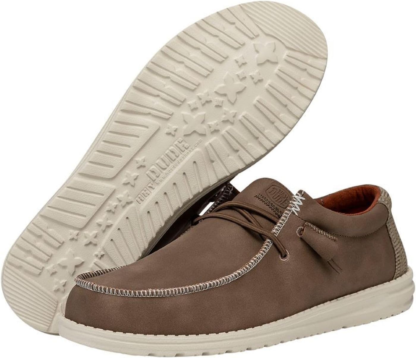 Hey Dude Men's Wally Fabricated Leather Wide Men's Shoes Men