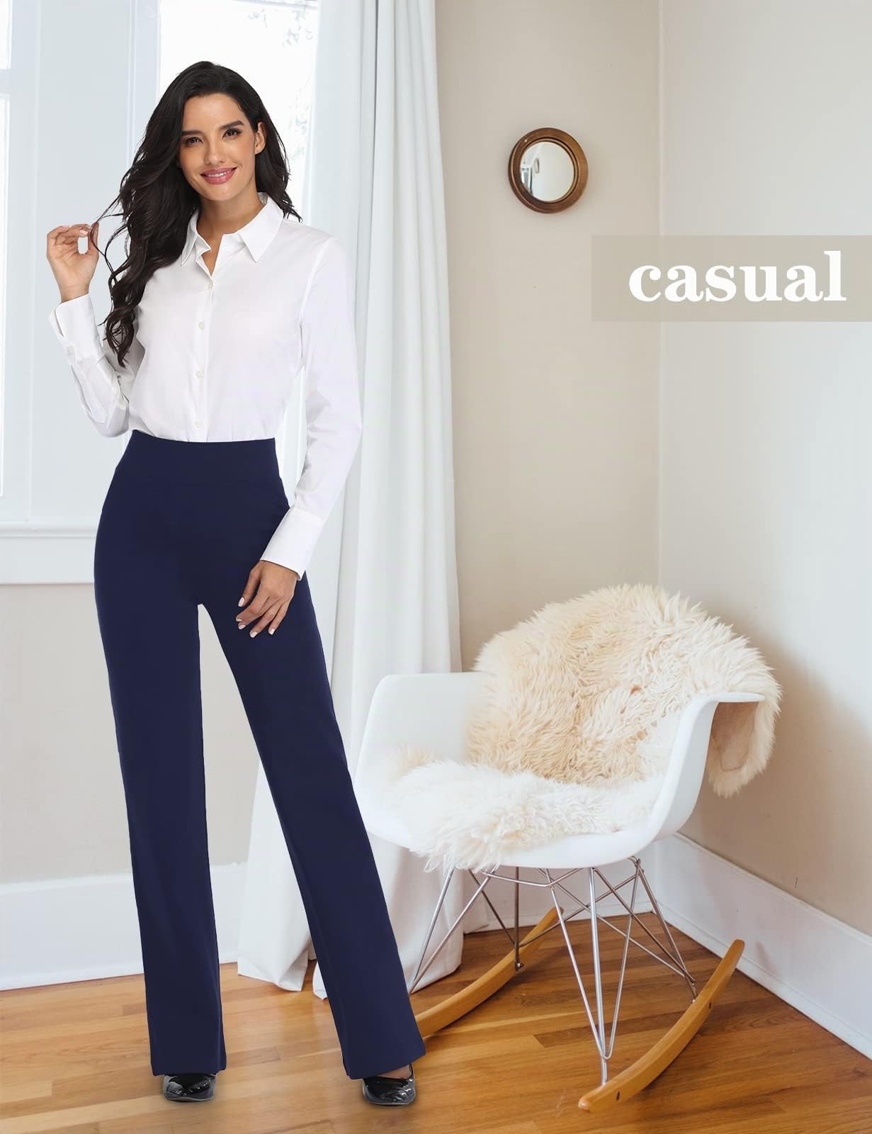 Tapata Donna 71cm/76cm/81cm/86cm Pantaloni Bootcut Elasticizzati a Vita Alta, Tall/Regolare/Pettie per Ufficio Affari Casual