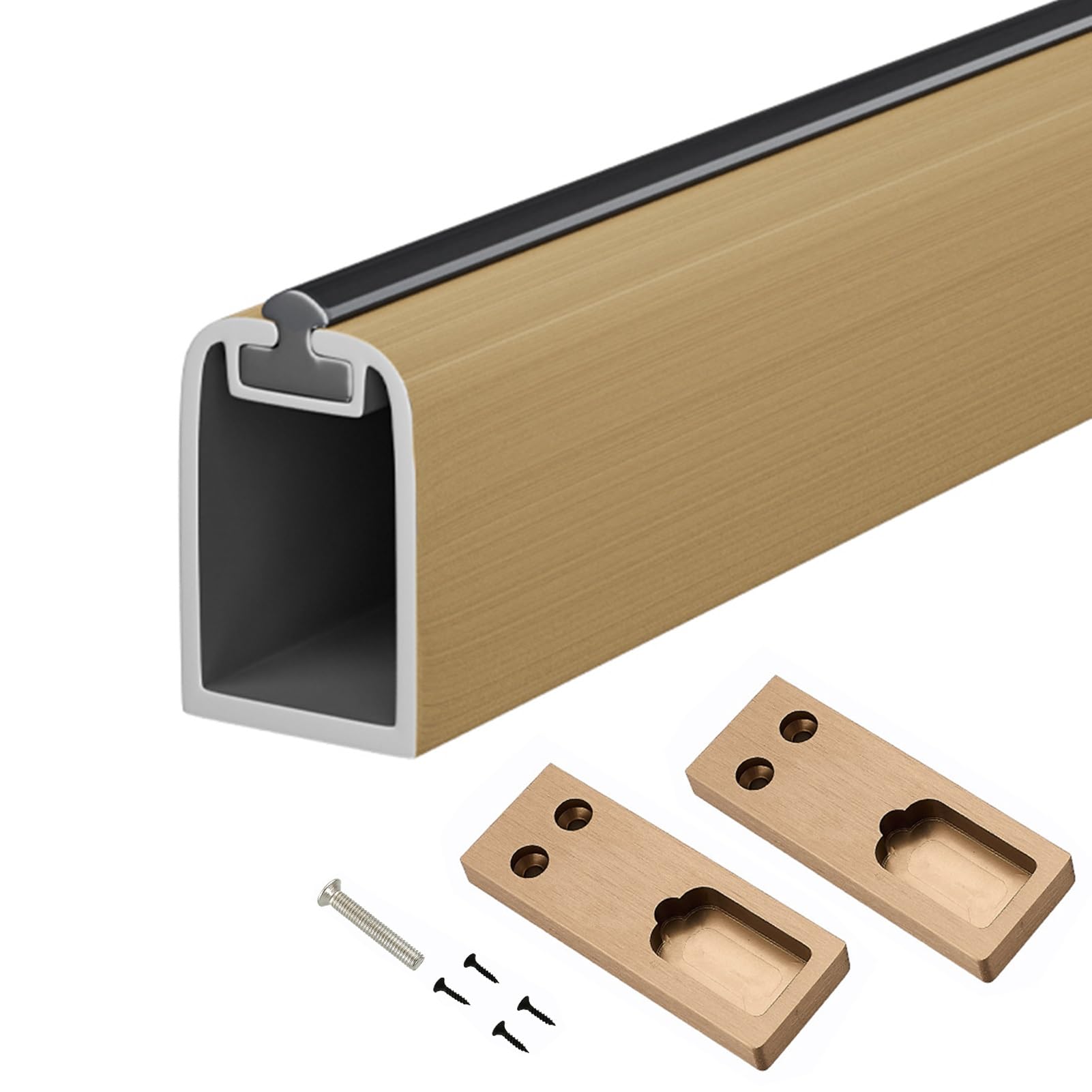Jvnalwnkv Gold Stainless Steel Clothes Bar Hanging Pole ，Closet Rod Support Poles ，Wardrobe With Flanges & Screws, Metal Closet Drying