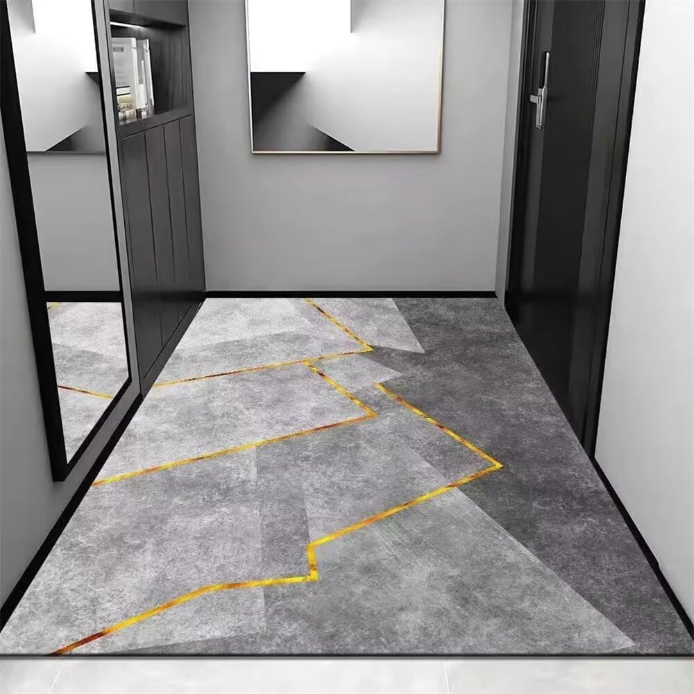 Tapis lavable gris 180x250cm grand tapis enfant pour salle à manger et salon