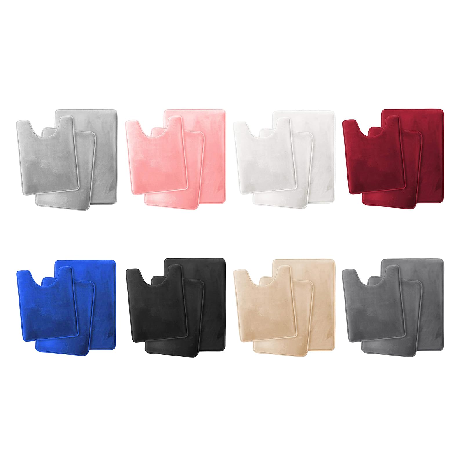 Set di 3 tappeti da bagno di lusso, in memory foam, antiscivolo, super assorbenti, a forma di U, lavabili in lavatrice, eleganti decorazioni per la casa