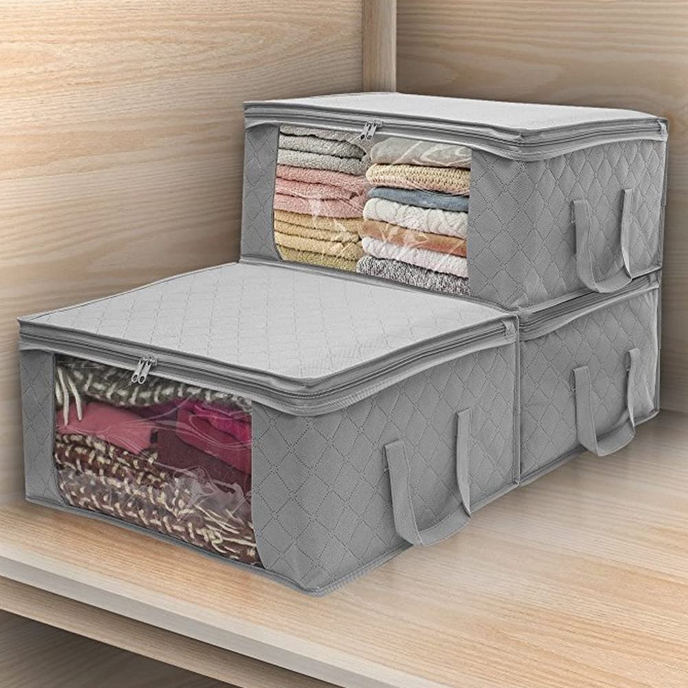 Lot De 3 Sacs De Rangement Sous Lit WEKIWGOT - 75L Avec Fenêtres Transparentes - Idéal Pour Vêtements Et Couettes