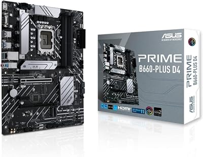 ASUS PRIME B660-PLUS D4 Scheda Madre ATX, Intel B660, LGA1700, DDR4, PCI 4.0, LAN Realtek 2.5Gb, Realtek 7.1 Surround, 3xM.2, 4xSATA 6GB/s, USB 3.2 Gen 2×2, Armoury Crate, Nero