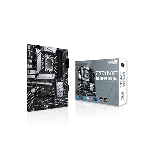 ASUS PRIME B660-PLUS D4 – Carte mère Intel B660 LGA 1700 ATX (8 phases d’alimentation, PCIe 4.0 slots, 3 x M.2 slots, Realtek 2.5Gb Ethernet, USB 3.2 Gen 2x2 Type-C, USB 3.2 Gen 1 Type-C)