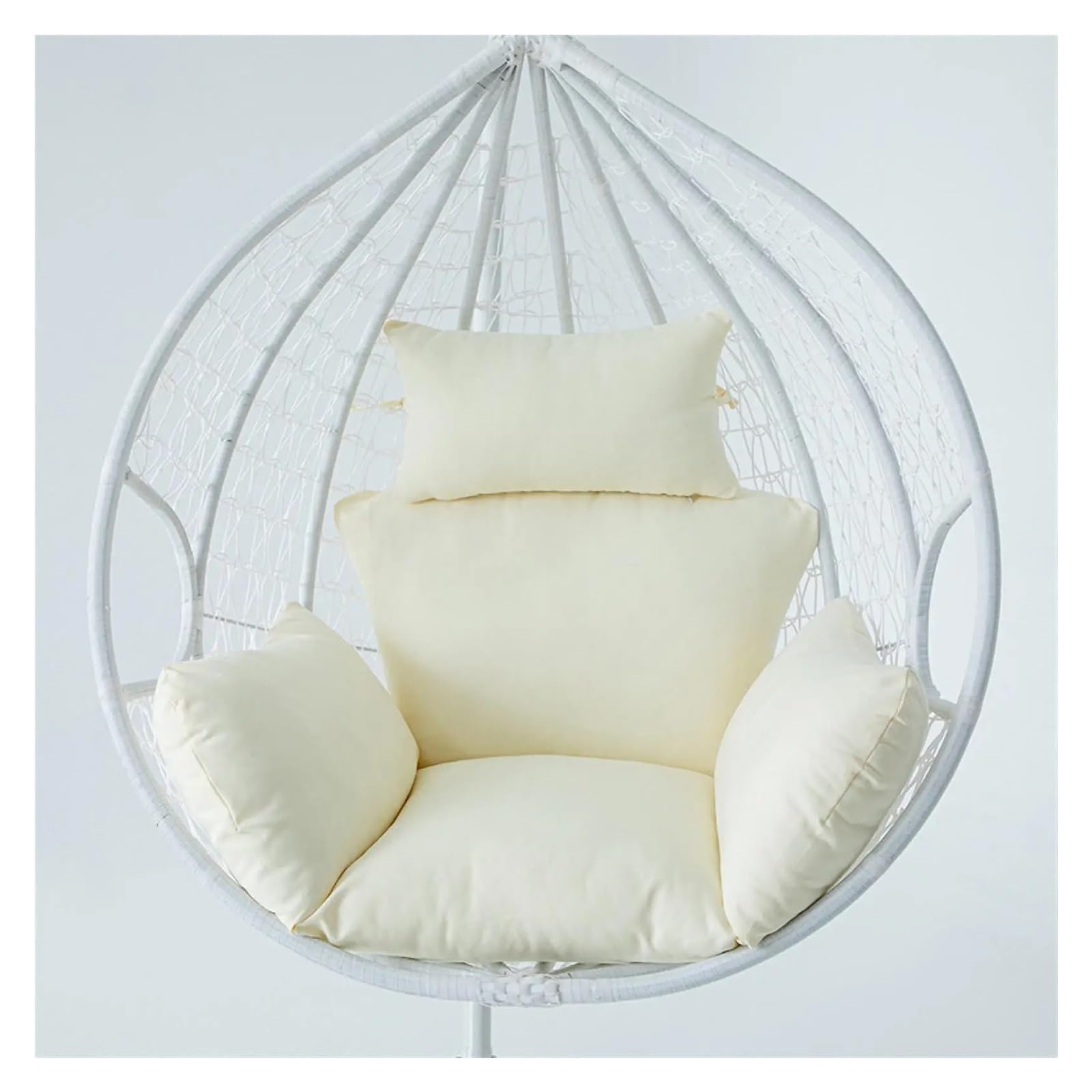 RRYPBOVG Hanging Chair Cushion Egg Chair Cushion Hammock Swing Soft With Headrest Pillow Basket Seat Pad For Camping Porch(Beige)