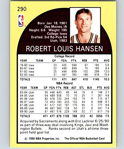 Amazon.com: 1990-91 NBA Hoops #290 Bobby Hansen SP Utah Jazz
