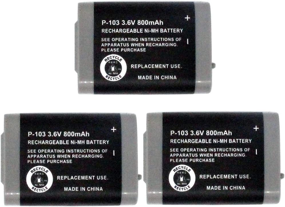HHR-P103 Battery for AT&T/Lucent EP5922 EP5962 EP5995 EP562 TL76008 TL76108 Cordless Telephone 3PCS (800mAh 3.6V NIMH)