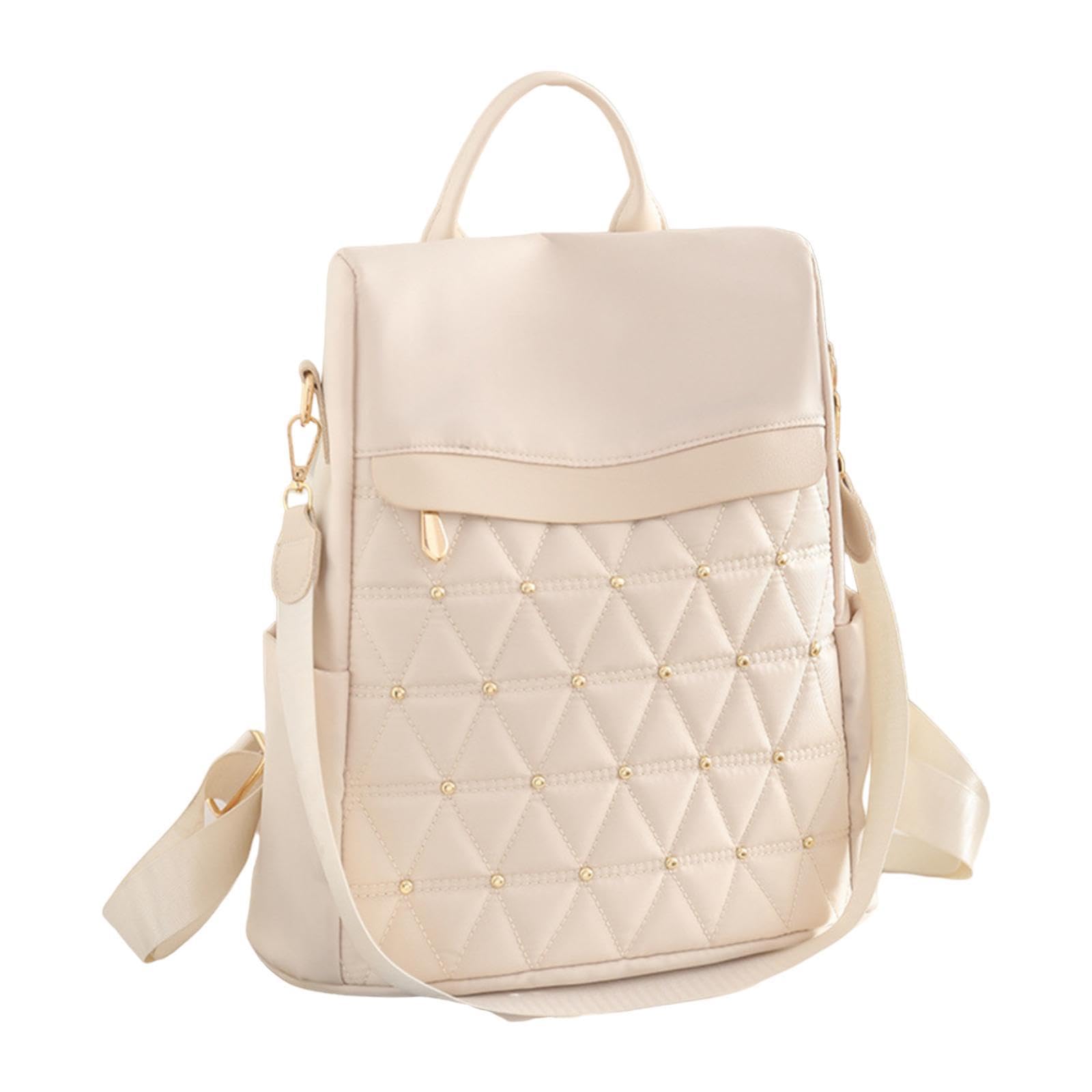 Backpack Purse Satchel Bag Holder Zipper Rucksack for Ladies Traveling Women Beige-image-49
