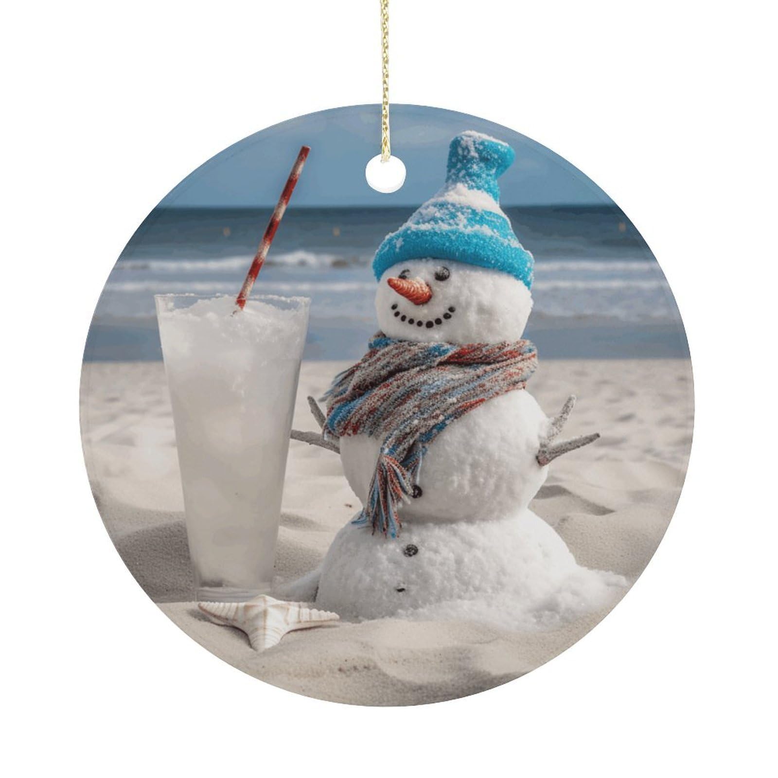 Adfgyerh Women's Style Snowman Bech Hanging Ceramic Ornaments, Christmas Tree Decorations, Funny Home Decor Gifts For Sisters & Work Best Friends