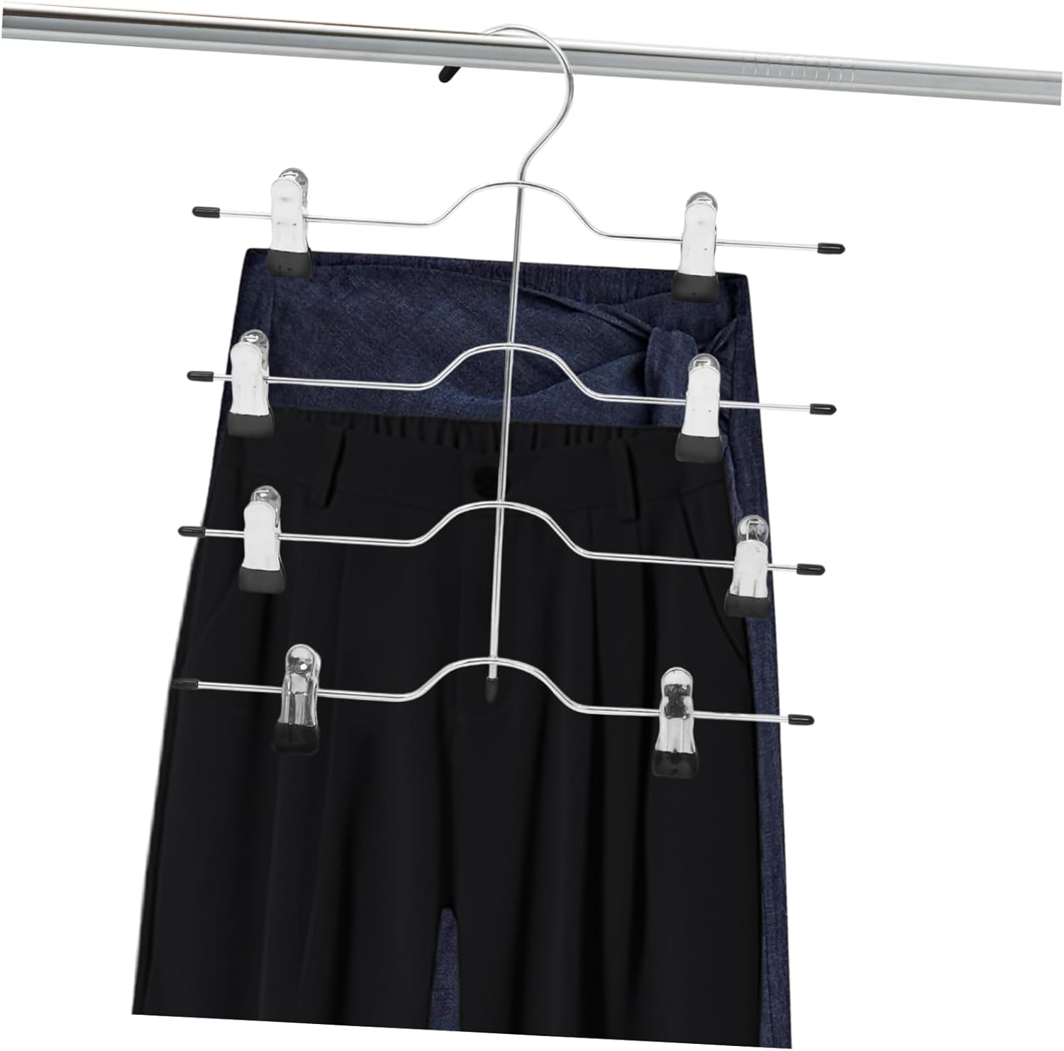 4pcs Multi-Functional Skirt Hangers with Clips Space Saving Pants Hangers for Neat Clothing Organization High Manganese Design for Closet Storage