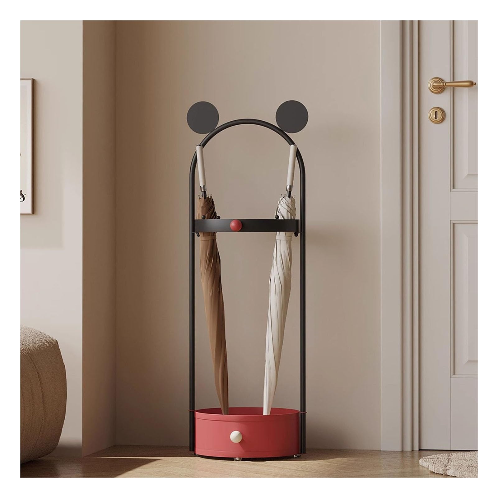 Porte-parapluies en métal à bac de drainage idéal anti-gouttes pour hall