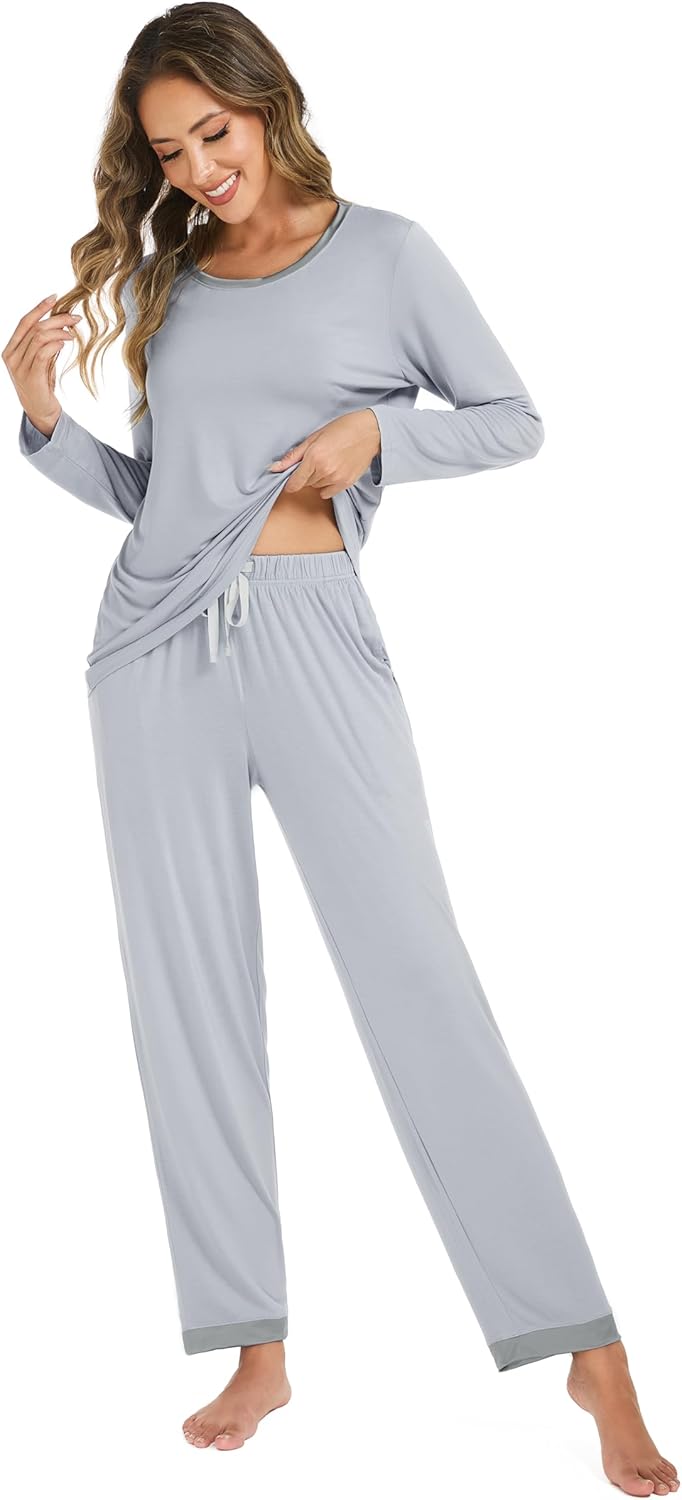 LUBOT Bamboo Viscose 2026 New Women's Pajama Sets Cooling Lightweight Soft Long Sleeve PJs Wicking Sleepwear Comfy S-XXL - Image 2