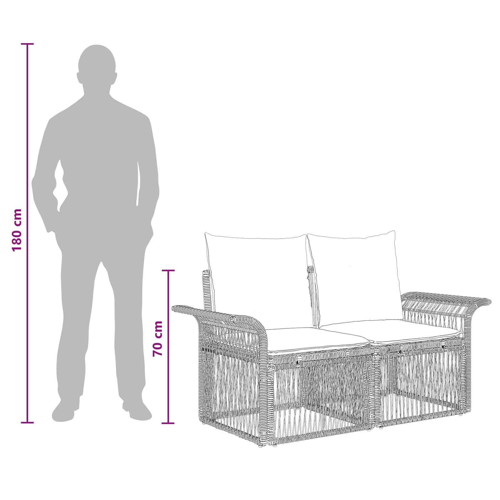 Set di 5 divani da giardino in polyrattan, colore nero | Salotto angolare modulare per giardino e terrazza con comodi cuscini e robusto telaio in acciaio.