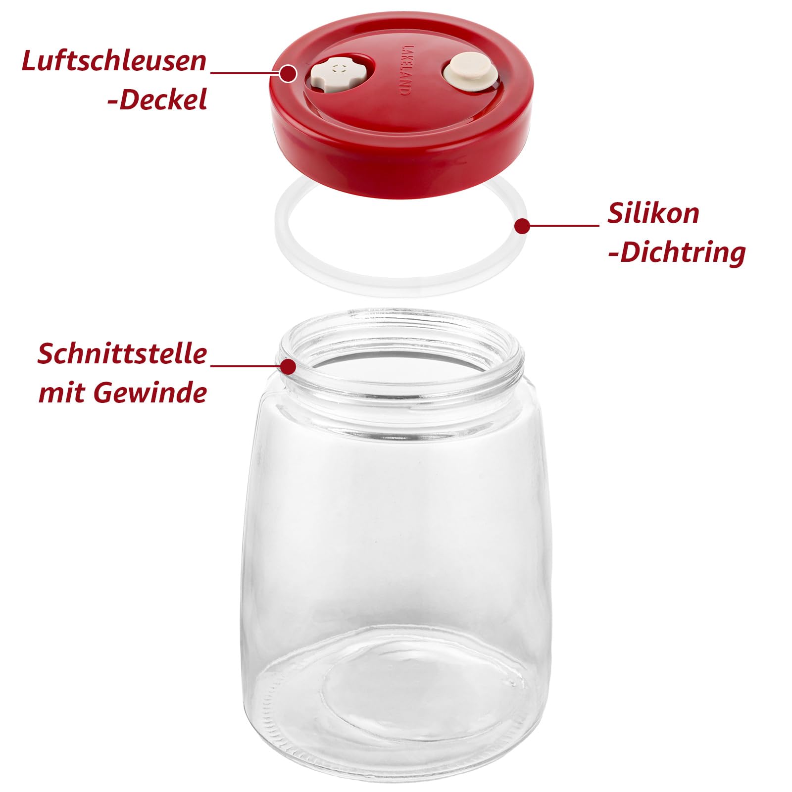 4 Stück Gärglas, 1,4 Liter Fermentierglas mit 1 Wege Luftablassöffnung, Fermentation Glas Jar, Gärgefäß Fermentationsglas für Kefir, Kimchi, Sauerkraut, Pickles, Übernachtungshafer