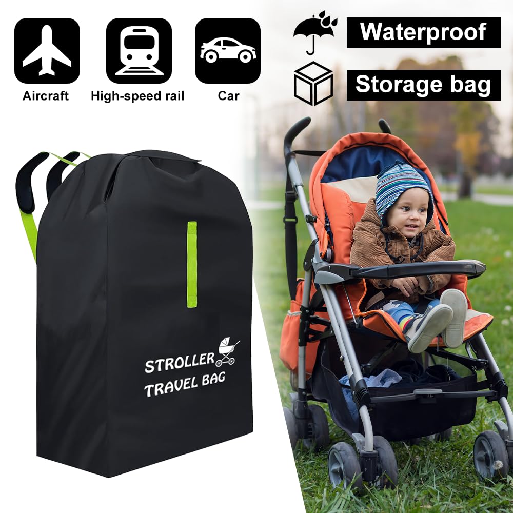 Borsa da Viaggio per Passeggino, Borsa da Viaggio per Seggiolino Auto per Aereo, Copertura Impermeabile con Tracolla per Viaggi Aerei, Oxford 600D, Ottimo per Bagagli Gate (120x63x43)