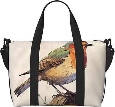 robin Printed Tote Travel Bag With Adjustable Shoulder Strap Suitable For Travel And Sports