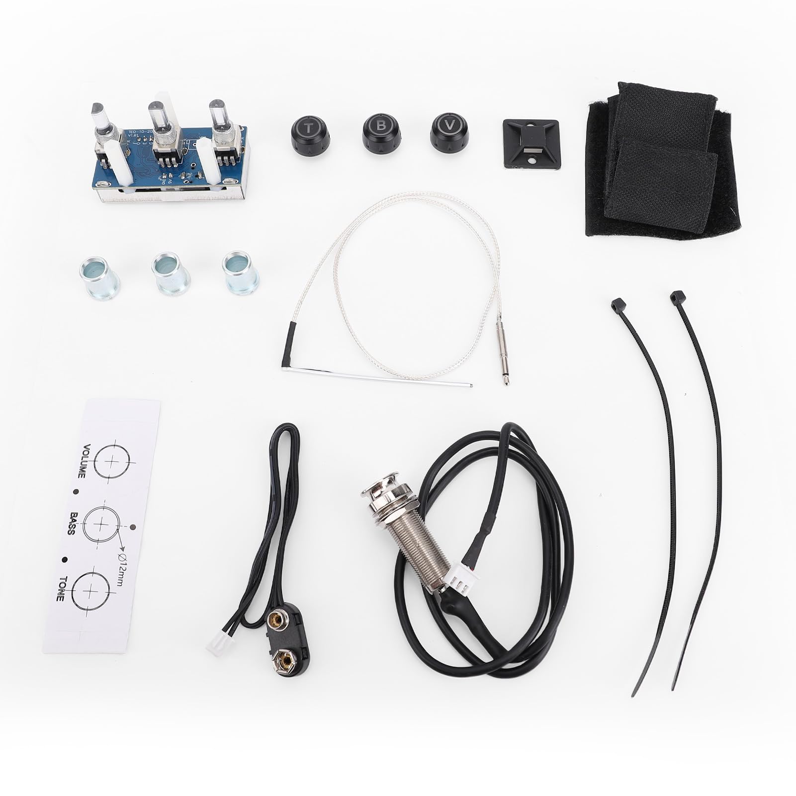 Keenso Pickup Piezoelettrico Attivo, Pickup per Chitarra in Plastica e Acciaio Al Carbonio con Equalizzatore a 3 Bande, Suono Ad Alta fedeltà Alimentato a 9 V per Chitarristi Folk Acustici da 36"