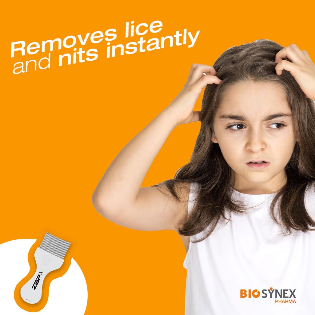 ZAP'X Manual Anti-Lice & Nits Comb - Ergonomic, Stainless Steel, Unisex, Children, 1 Unité (Lot de 1) - Image 3