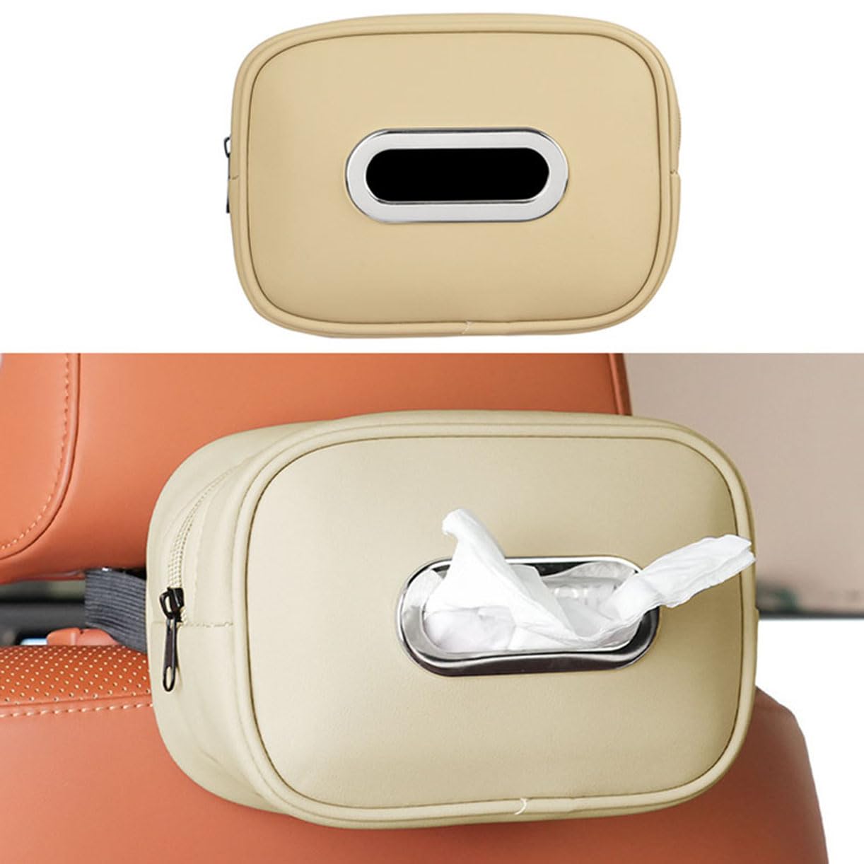 ZcsfcpA Car Tissue Holder,Car wet wipe dispenser,Car storage accessories,for BMW X7 Z4 M1 M3 M4 M4 Cabriolet M6,Beige