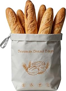 Bienenwachs Brotbeutel für Sauerteig, Großer Wiederverwendbarer Brotbeutel mit Bienenwachs und Leinen für längere Frische, Nachhaltige und Waschbare Beutel für Sauerteigbrot (Weiß) | Bienenwachs