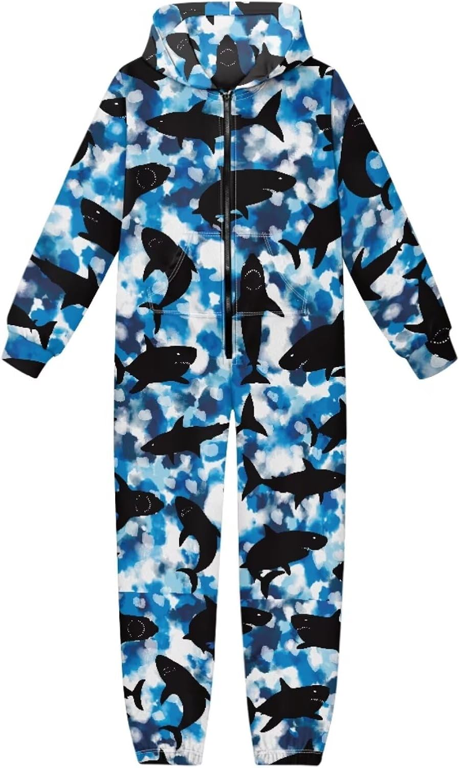 Yewattles Unisex Kids Hooded Jumpsuit Party Daily Costume Rompers Zip Up Boys Girls Long Sleeve Onesie 7-16 Years