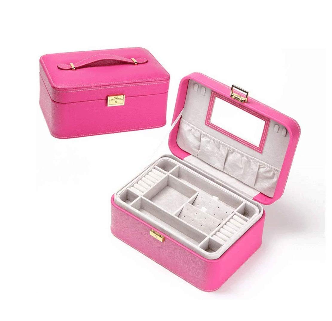 Scatola di Gioielli Pink Storage Case Case Organizer Fotografia con Mirrorjewelry Box Organizer Vetrina Locker Locker, Rosso (Color : Rose Red)