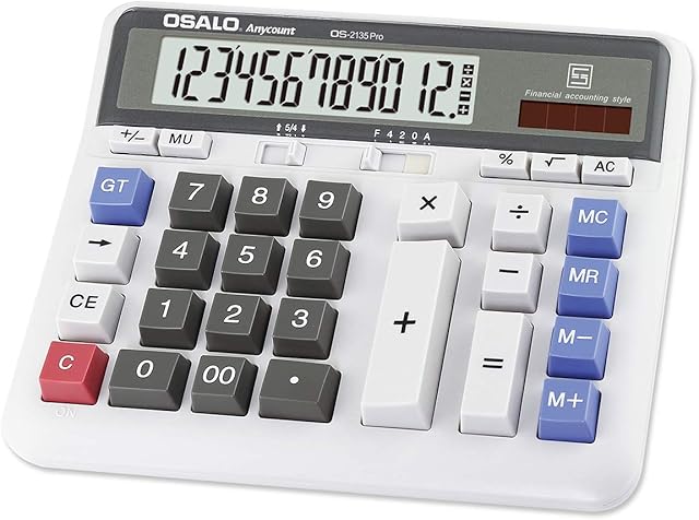 Accounting Extra Large LCD Display Large Button 12 Digit Solar Electronic Desktop Calculator (OS-2135 Pro)