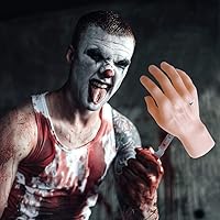 Vista 5 de Medou 2 piezas de decoración espeluznante de Halloween, manos humanas falsas, partes de cuerpo muerto sangriento, decoración de casa embrujada