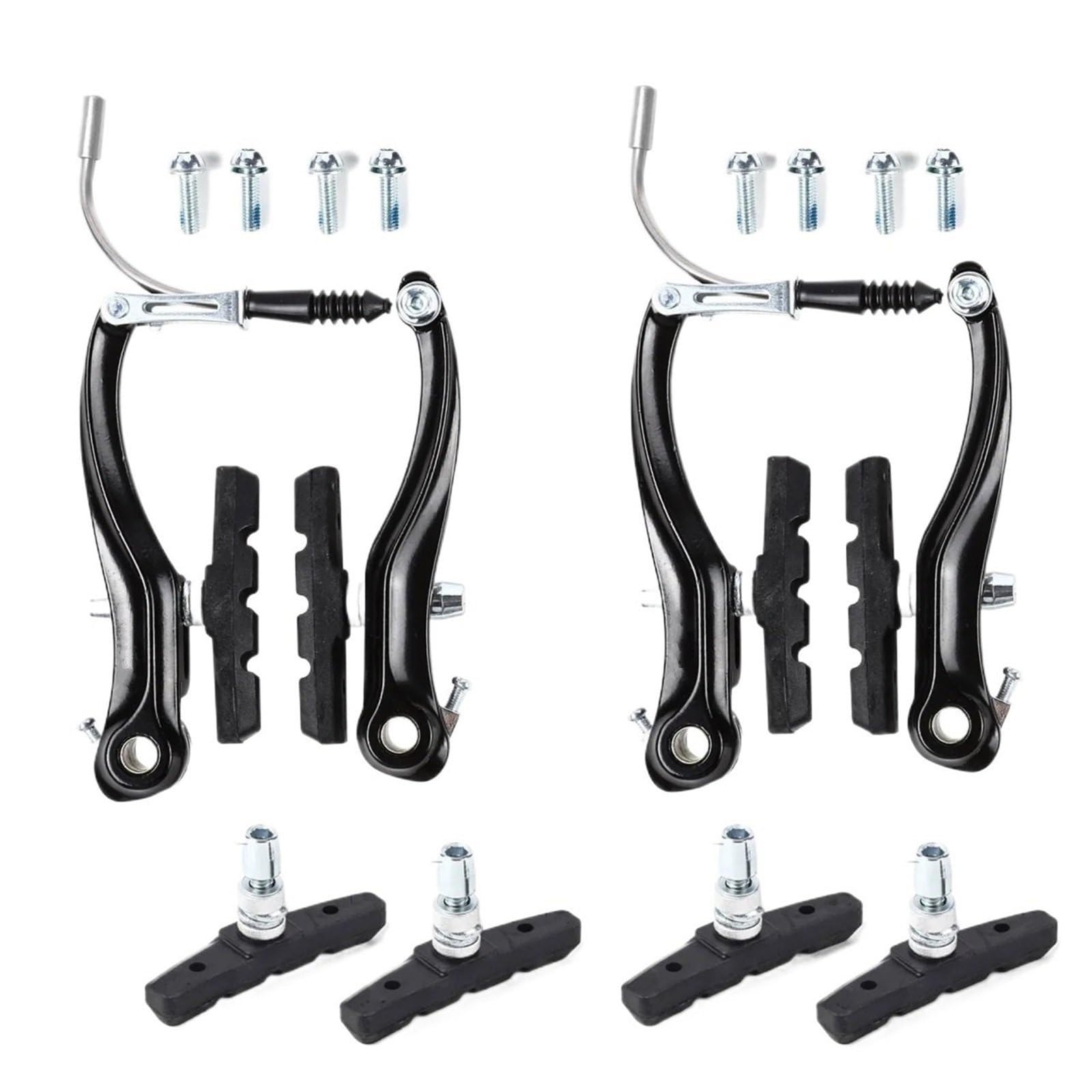 Bicycle V Brakes Set Road Mountain Bike Rim Brakes Kit V Brake Caliper Cable Lever Line Pulling Rim Brake(1Pair Brake Calipers)
