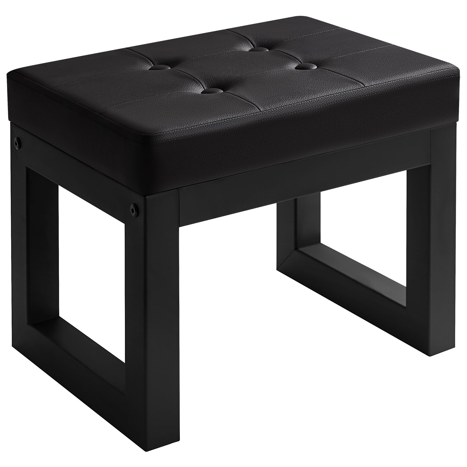 IBUYKE 16 Inch Small Footstool Ottoman, Rectangular PU Leather Footrest Stool with Padded Seat and Metal Legs, Modern Ottoman Footrest for Living Room, Bedroom, Armchair, Black WBD026B-image-44