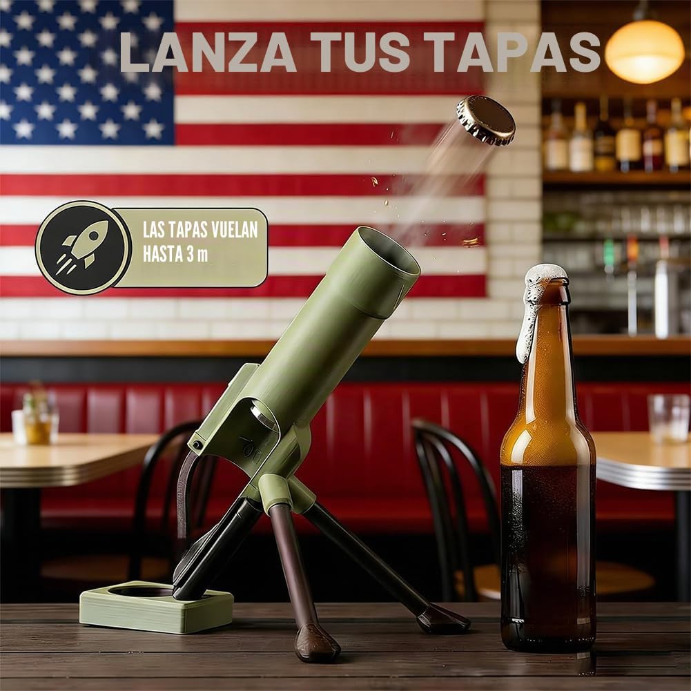 Abridor de botellas de cerveza de mortero de 51 mm, lanzador de tapas tácticas resistentes, abridor manos libres para cerveza, bar, escritorio, decoración del hogar, regalo único para hombres