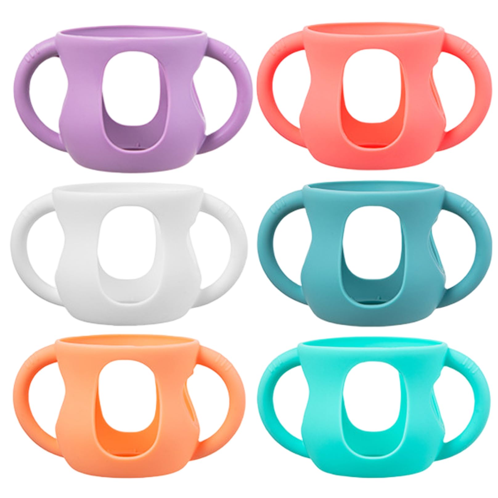 Silicone Baby Bottle Handles 6PCS with Non-Slip Grip – Shock-Absorbing Protector Sleeves for 120ml Baby Bottles (6 Colors)