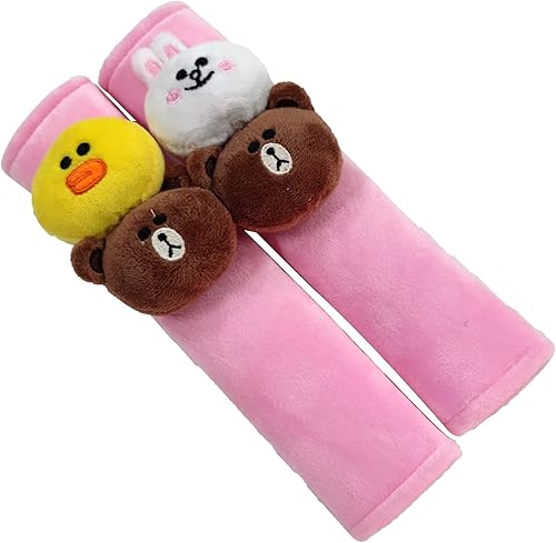 Miniatura 8 de Tianmei 2 piezas con diseño de muñeca de dibujos animados linda para funda de cinturón de seguridad de coche, almohadilla para la correa del hombro