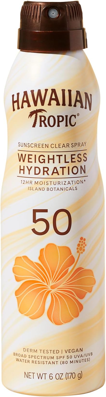 Hawaiian Tropic Silk Hydration Weightless Continous Spray Sunscreen SPF 50 170g, White