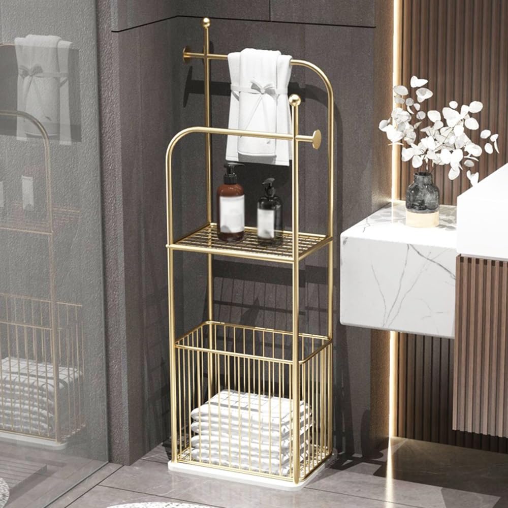 Indipendente Portasciugamani Portaoggetti da bagno moderno in metallo terra Portasciugamani(Gold)