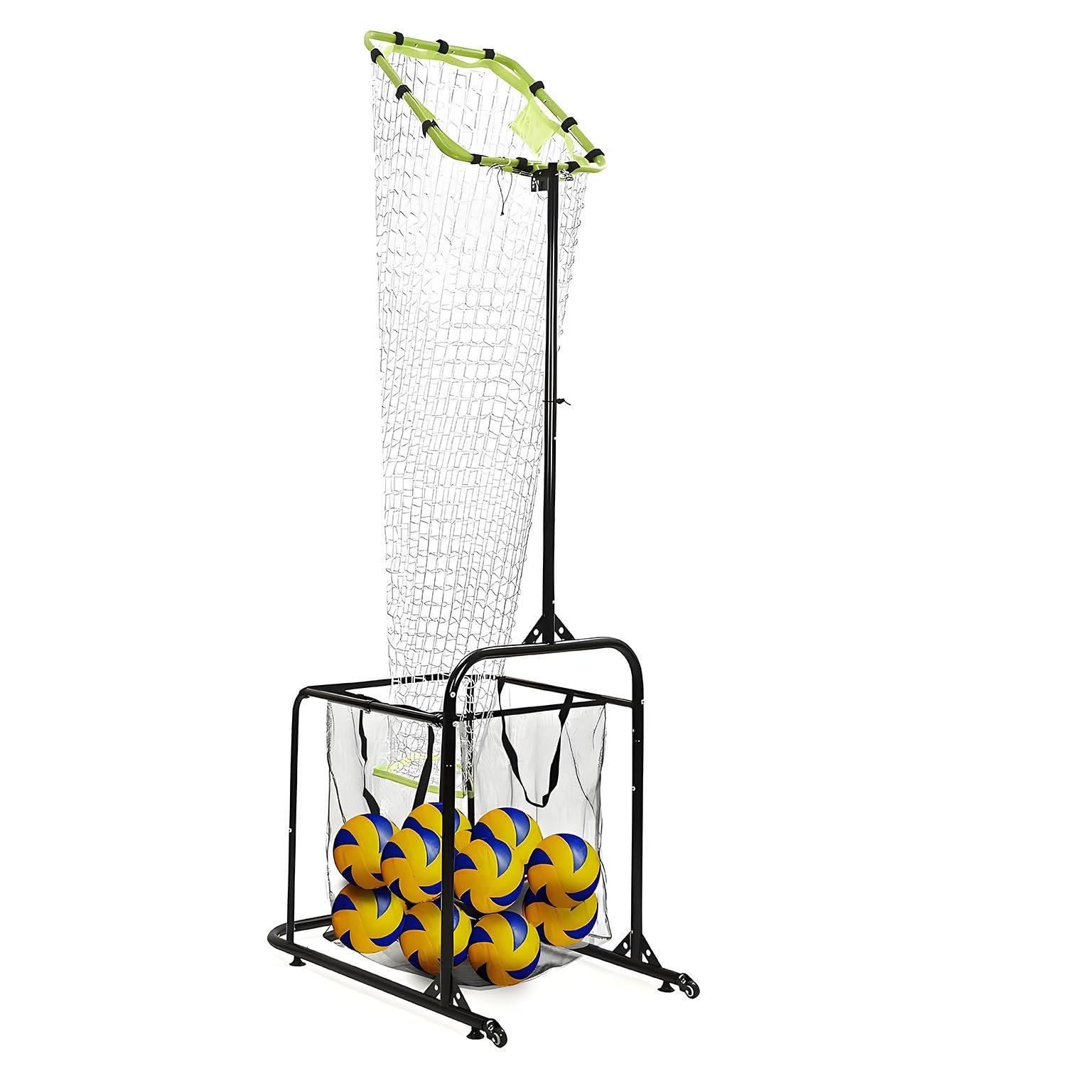 Filet Entraînement Professionnel pour Poseur Volley-Ball,Portable, avec roulettes Et Sac Récupération,8 Hauteurs Réglables,pour Placement des Smashs