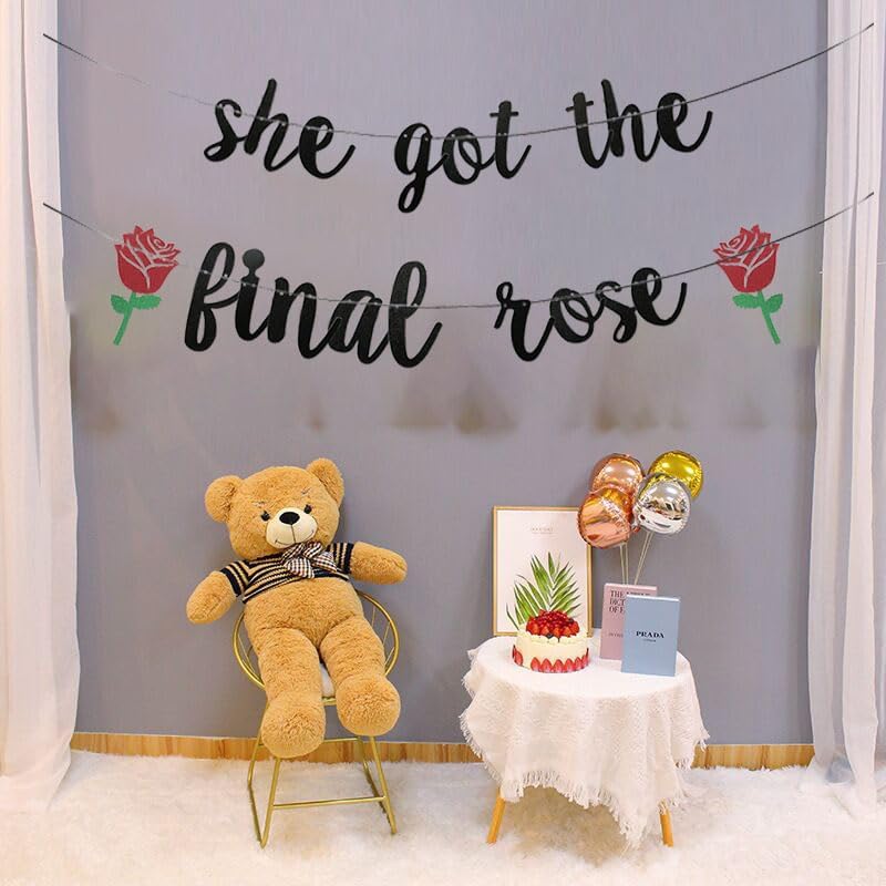 Miniatura 4 de JENSENLIN She Got The Final Rose Banner, despedida de soltera con purpurina dorada con temática de rosa, despedida de soltera, compromiso,