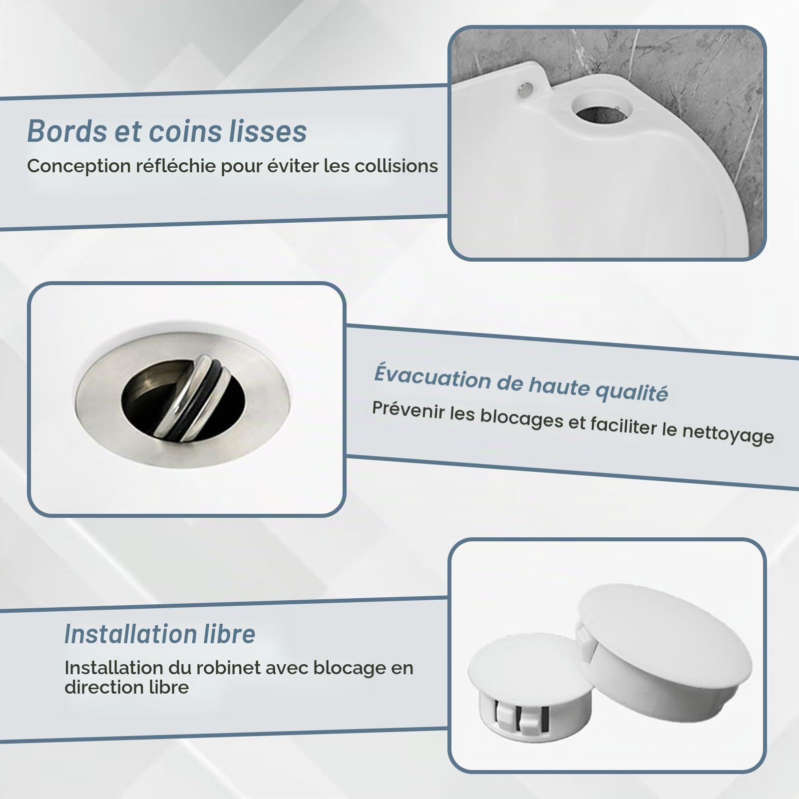 Lavabo en plastique, lavabo de camping, bassin de vidange, lavabo à main en plastique simple avec tuyau et bouchon de vidange pour jardin, garage, cave, camping-car, cave, chantier de construction